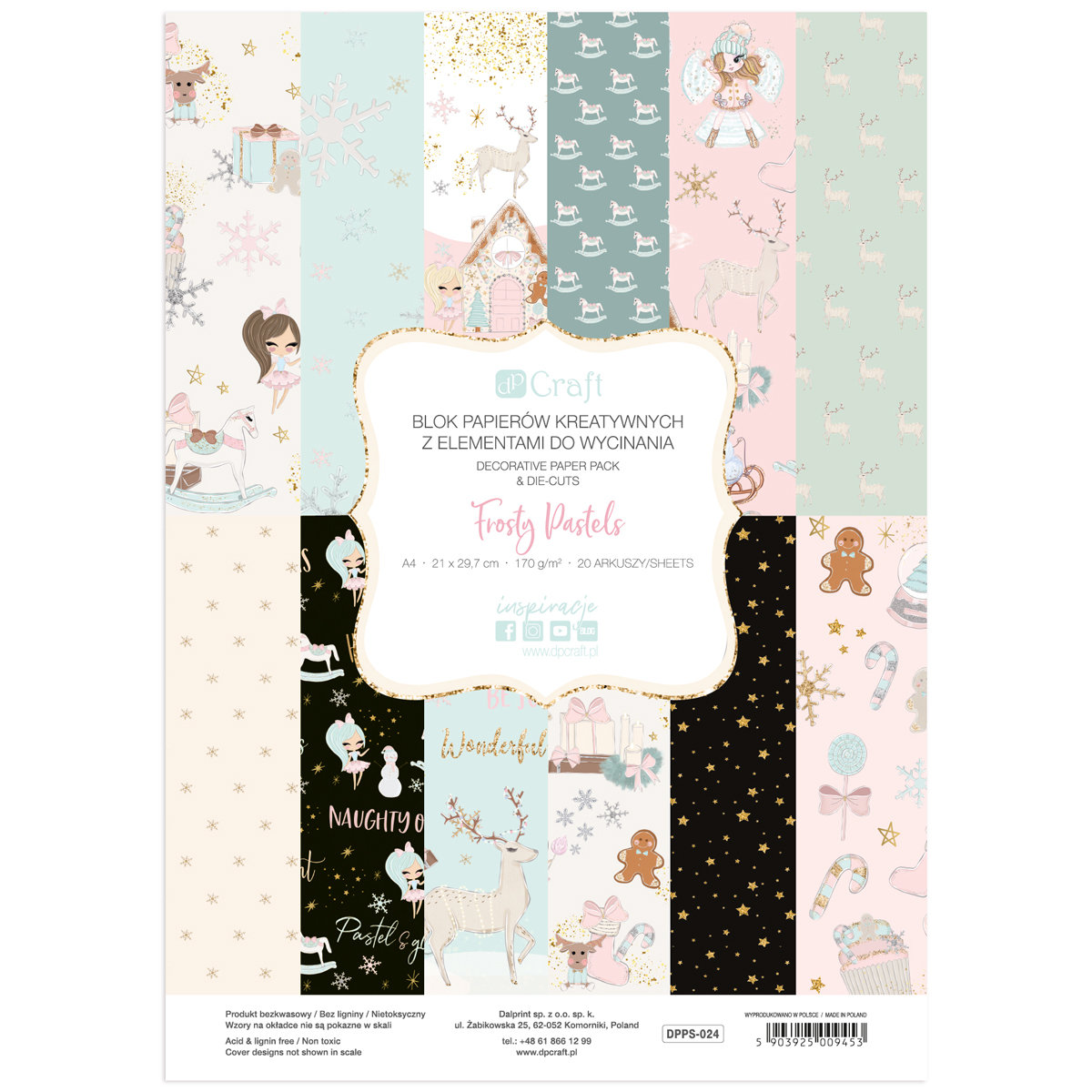 Blok Papierów Kreatywnych Z Elementami Do Wycinania Frosty Pastels, Dpcraft