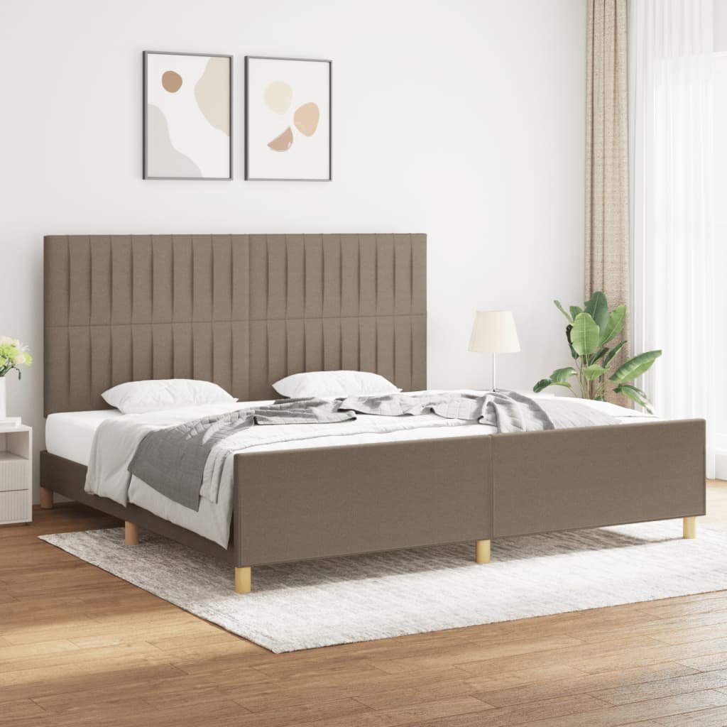 Lumarko Rama łóżka z zagłówkiem, kolor taupe, 200x200 cm, obita tkaniną