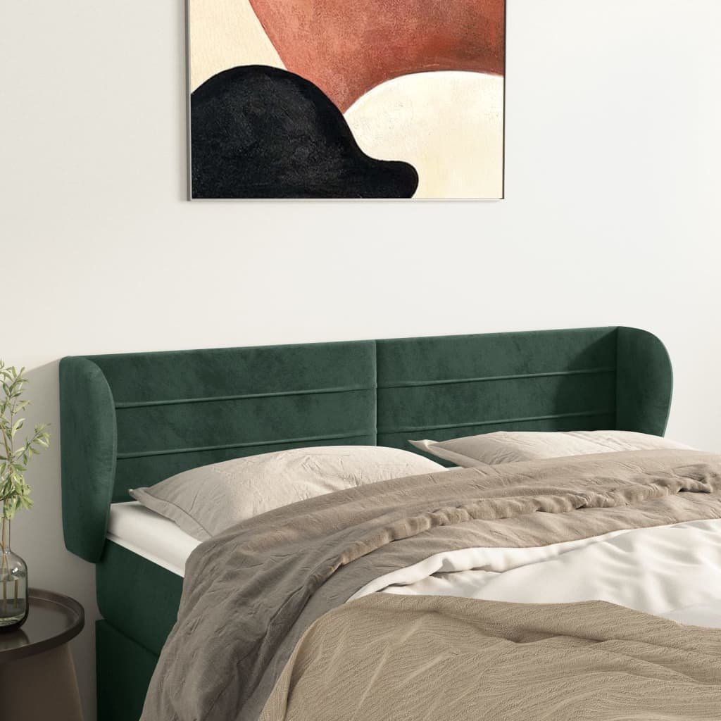Lumarko Zagłówek uszak, ciemnozielony, 147x23x78/88 cm, aksamitny!
