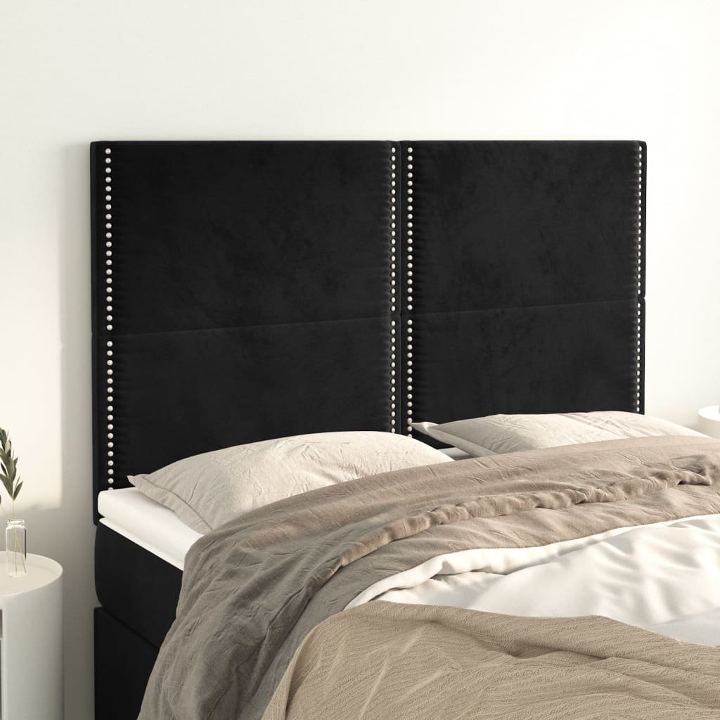 Lumarko Zagłówki do łóżka, 4 szt., czarne, 72x5x78/88 cm, aksamit!