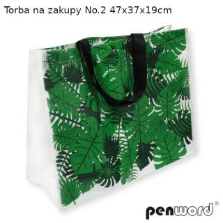 Torba Na Zakupy Biało Zielona 47x37x19cm Penword