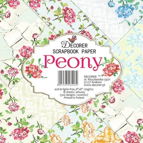 Papiery Do Scrapbookingu Piwonie Zestaw 18 Arkuszy