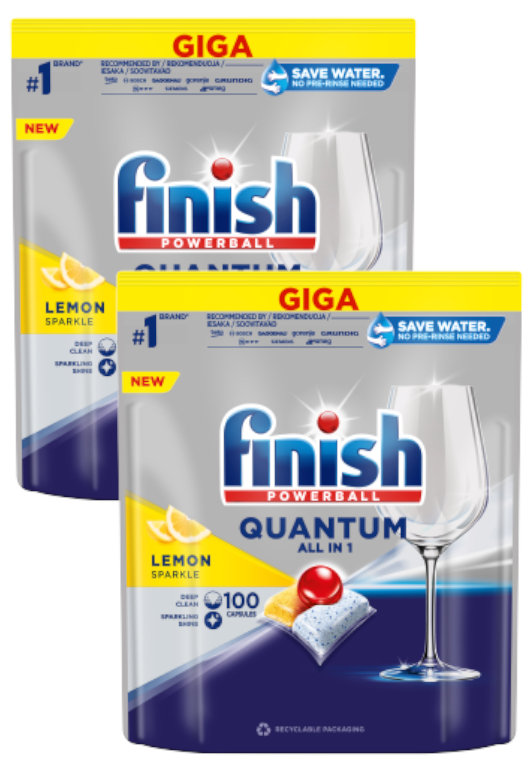 Finish Zestaw Quantum Tabletki do Zmywarki 2 x 100= 200szt Lemon