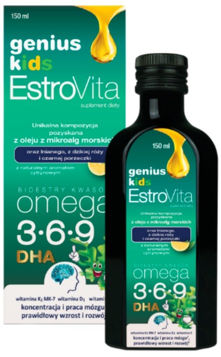 Estrovita, Genius Kids, Kwasy omega dla dzieci, 150 ml