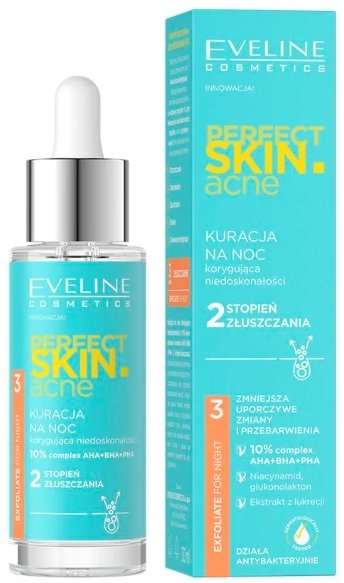 Eveline Cosmetics Perfect Skin.acne Kuracja na noc korygująca niedoskonałości – 2 stopień złuszczania 30.0 ml