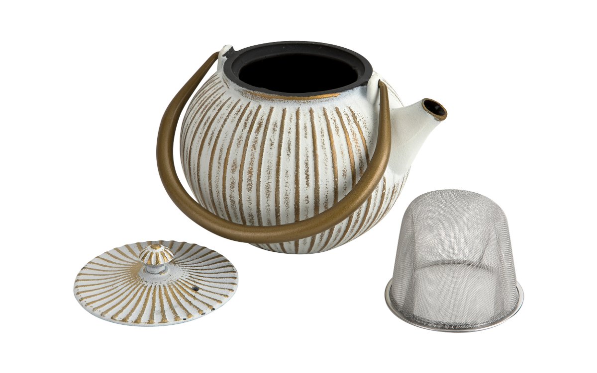 Żeliwny Czajnik 1,1 L Z Sitkiem Sakuratea Biały