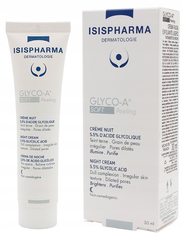 Isispharma Glyco-A Soft delikatny peeling - krem na noc z 5% kwasem glikolowym 30 ml