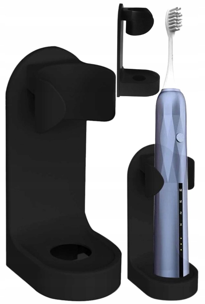Wieszak, Uchwyt na szczotkę do zębów naścienny, Czarny, 1 szt.