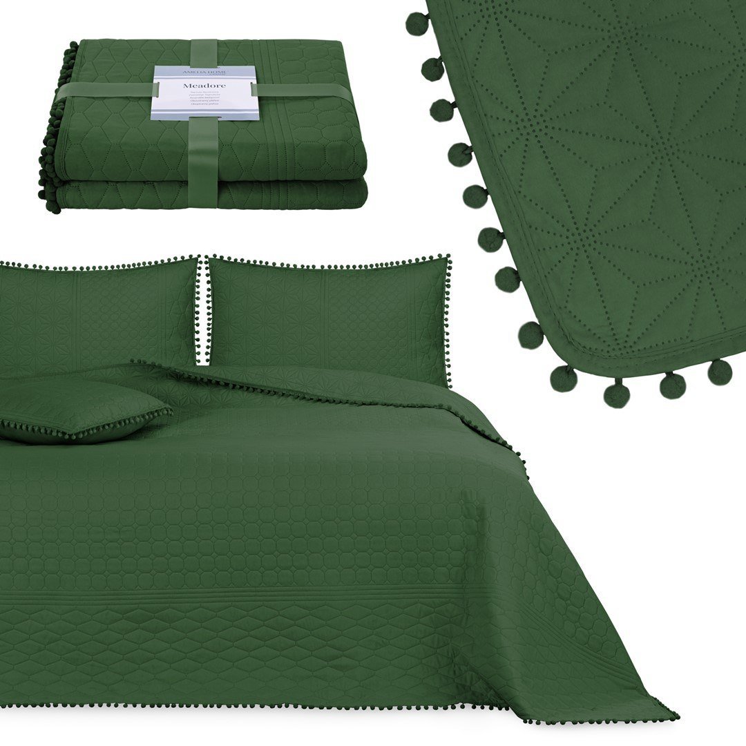 Zielona narzuta na łóżko AmeliaHome Meadore, 200 x 220 cm