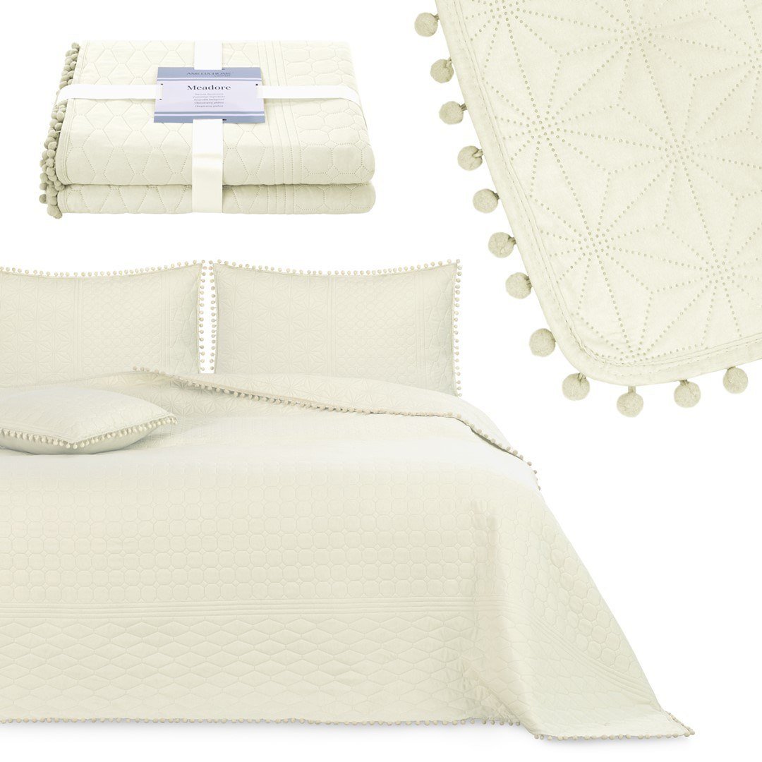 Kremowa narzuta na łóżko AmeliaHome Meadore, 170 x 270 cm