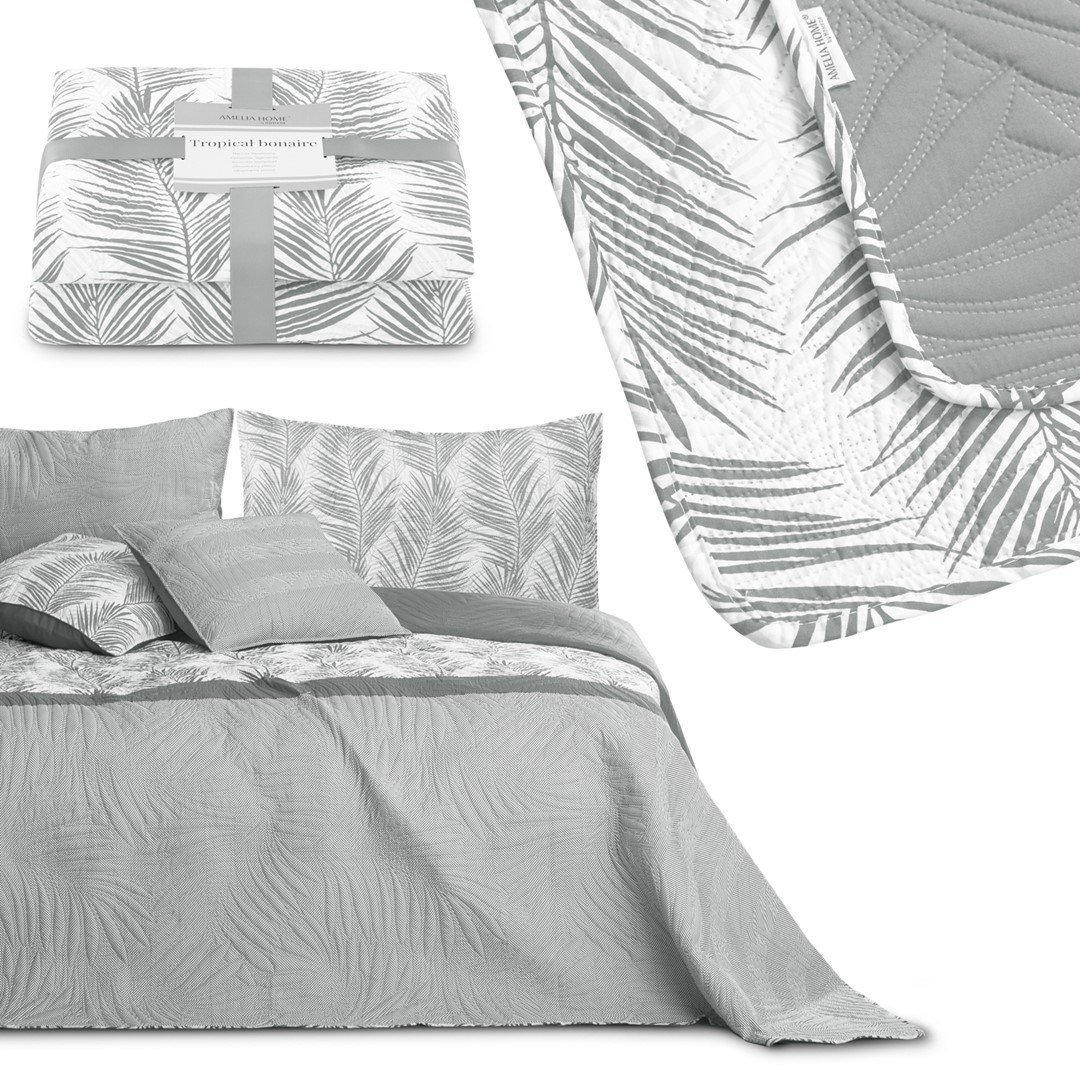 AmeliaHome Narzuta na łóżko Tropical Bonaire szary, 220 x 240 cm