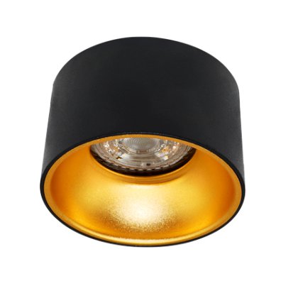 Podtynkowa Oprawa Sufitowa Zama Black Gold S Ip20, Gu10, 220-240V, Okrągła Czarna, Środek Złoty Edo777452 Edo