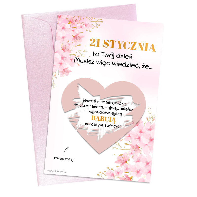 Hit! Dzień Babci - Kartka Zdrapka Różowa Dla Babci
