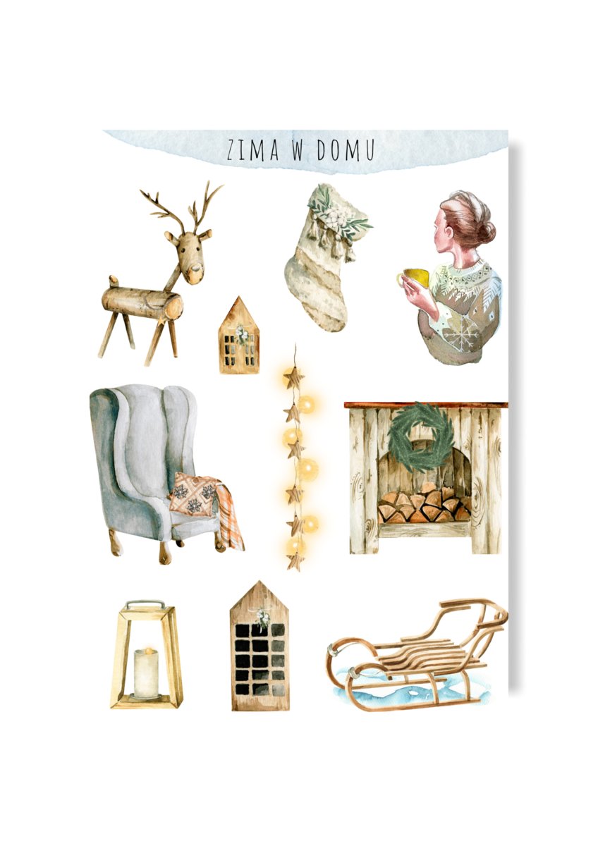 Naklejki Zimowe Na Zimę Klimatyczne Scrapbooking