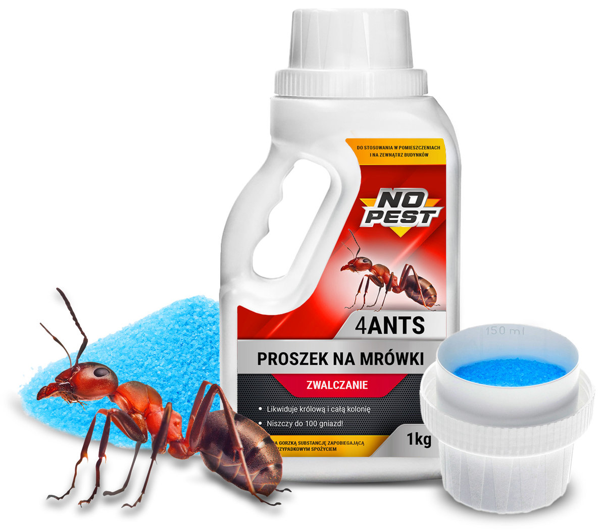 Bros Proszek na mrówki NO PEST 4 Ants granulat 1 KG. Środek na mrówki w domu, ogrodzie.