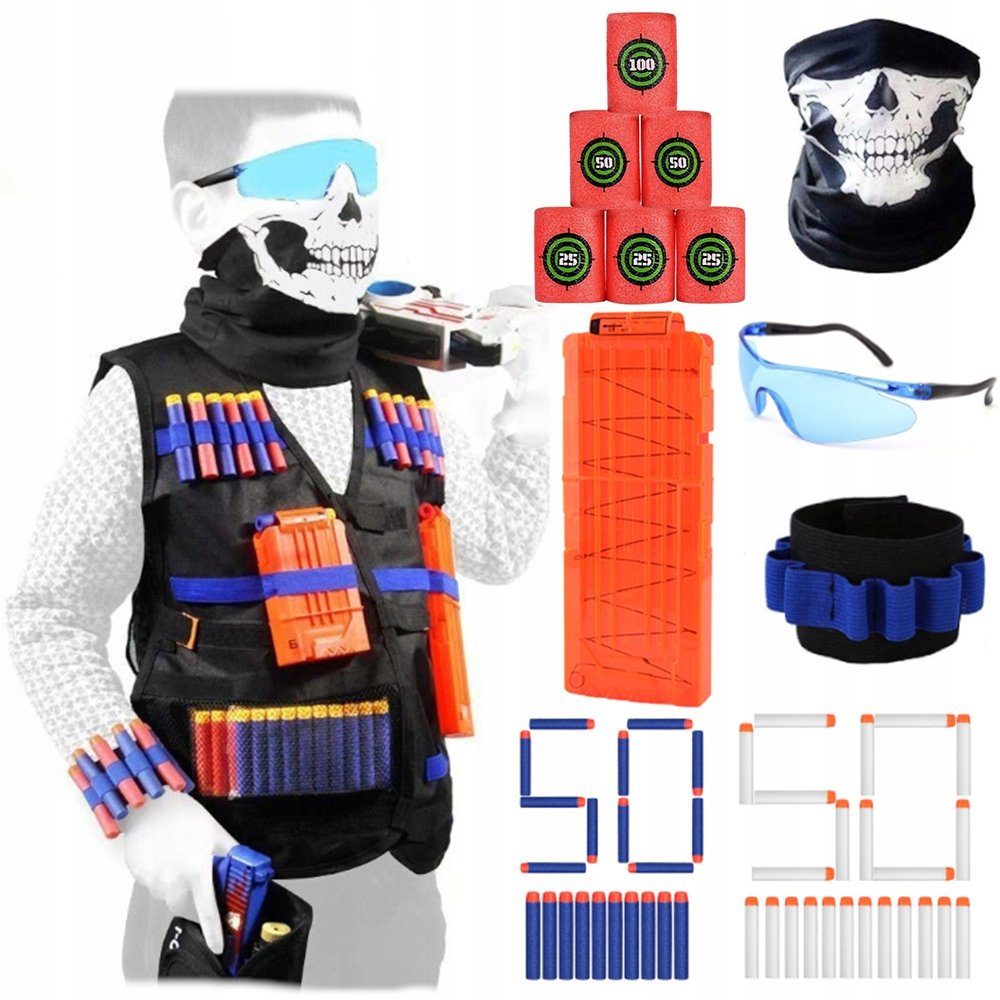 Gotowy Zestaw Vest Set #3A Do Hasbro Nerf + Piankowe Cele Beczki