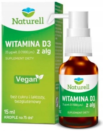 Naturell Witamina D3 z alg krople 15 ml