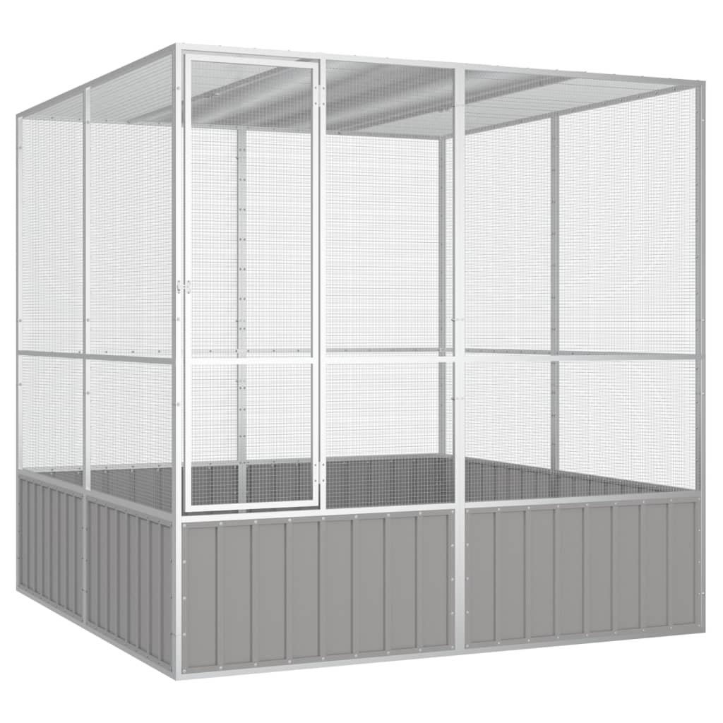 VidaXL Woliera, Szara, 213,5X217,5X211,5 Cm, Galwanizowana Stal