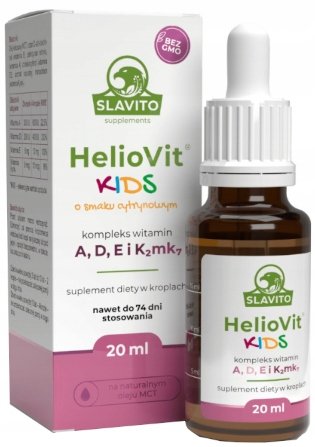 HelioVit KIDS Kompleks Witamin ADEK (K2 MK-7) dla Dzieci o Smaku Cytrynowym Krople 20 ml Hubert Czerniak Slavito