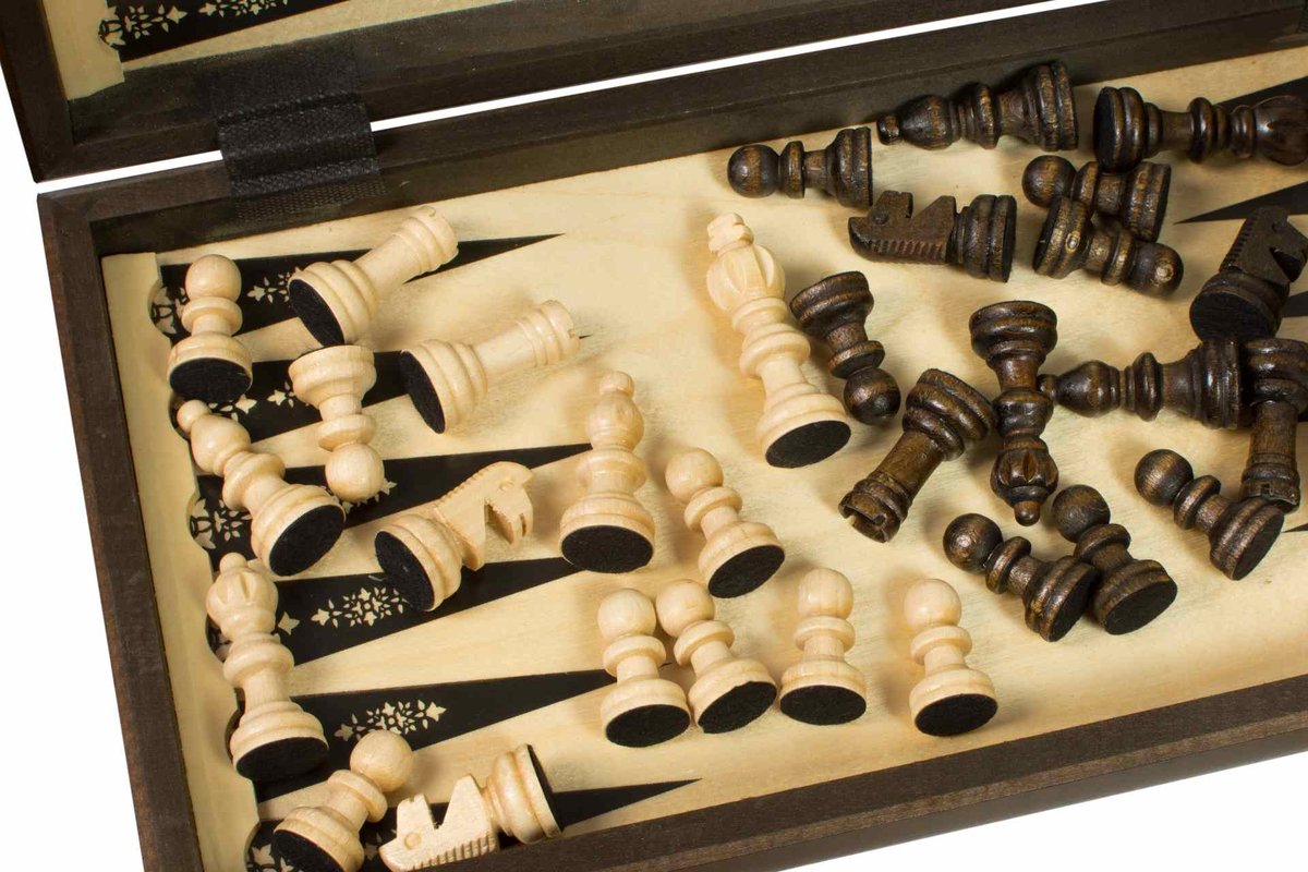 Zestaw Drewniany 3 W 1 - Szachy + Warcaby + Backgammon