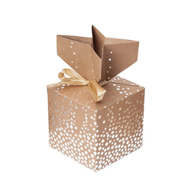 Pudełka składane Candy Box kropki 10 x 10 cm srebrne 2 szt.