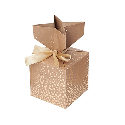 Pudełka składane Candy Box kropki 10 x 10 cm złote 2 szt.