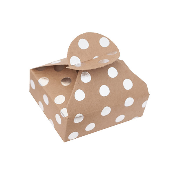 Pudełka składane Candy Box kropki 6 x 7.5 x 2.5 cm srebrne 4 szt.