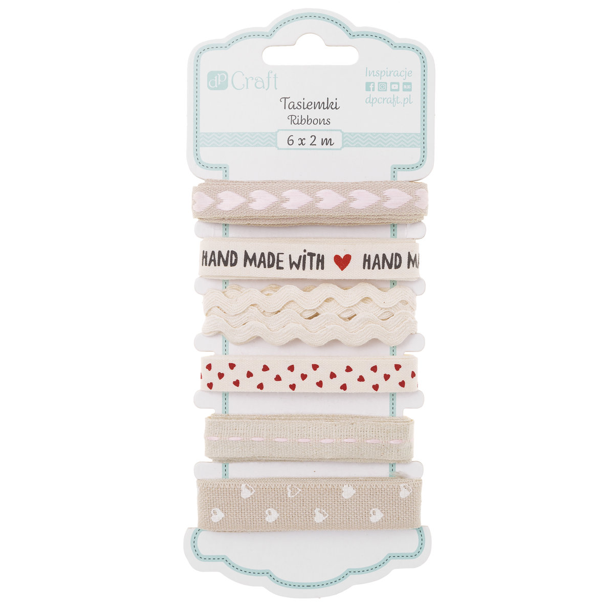 Tasiemki bawełniane handmade with love 6 x 2m