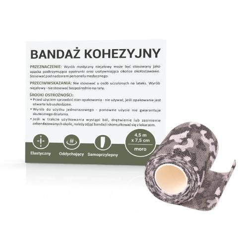 Paso TRADING Bandaż kohezyjny 4,5m x 7,5cm moro, 1 sztuka