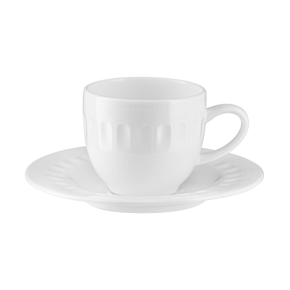 Filiżanka Porcelanowa 100 Ml Ze Spodkiem Mesyna White Villa Italia