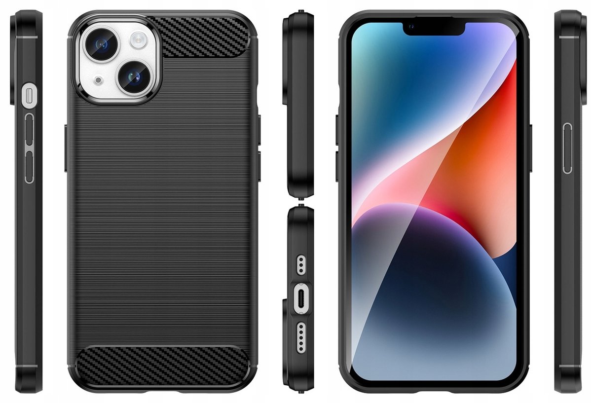 Carbon Case etui iPhone 14 Plus elastyczny żelowy pokrowiec na tył plecki czarny