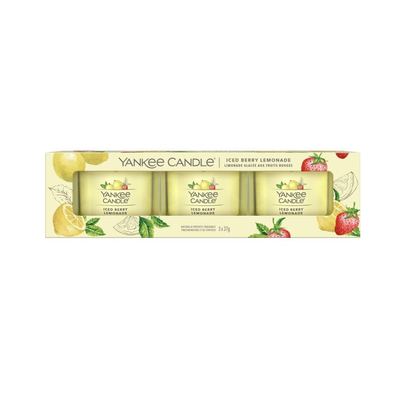 Yankee Candle Zestaw świec wotywnych w szkle Iced BerryLemon do 3 x 37 g