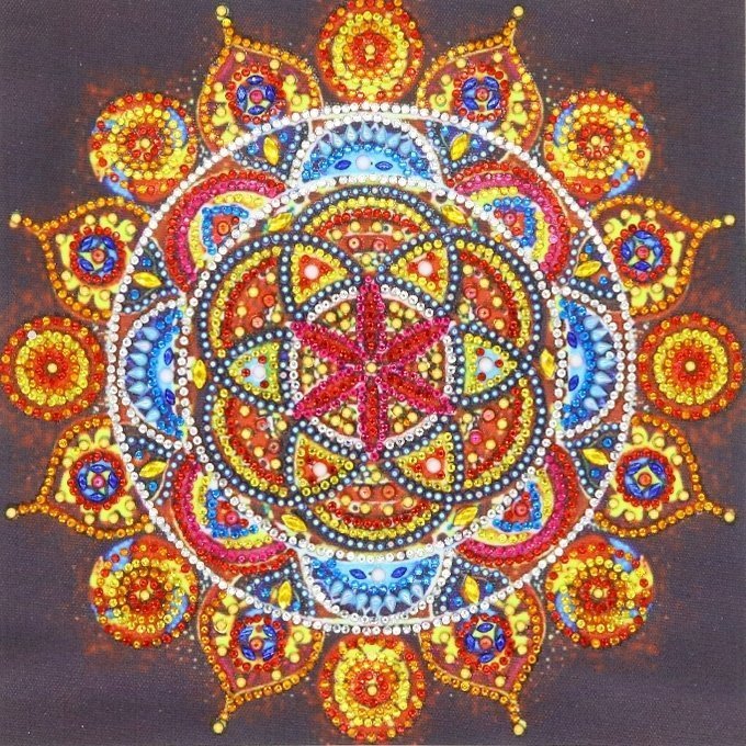 Haft Diamentowy Płomienna Mandala 30X30 Cm