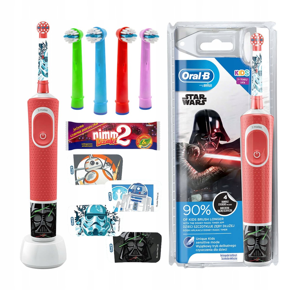 Zestaw  Oral-B Vitality 100 Star Wars + Zam. Kids Color X4