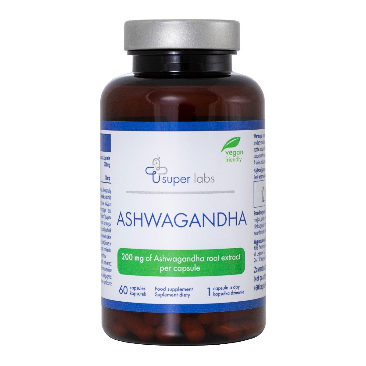 Ashwagandha KSM-66 200mg ekstrakt 60 kapsułek Super Labs 5903714205622