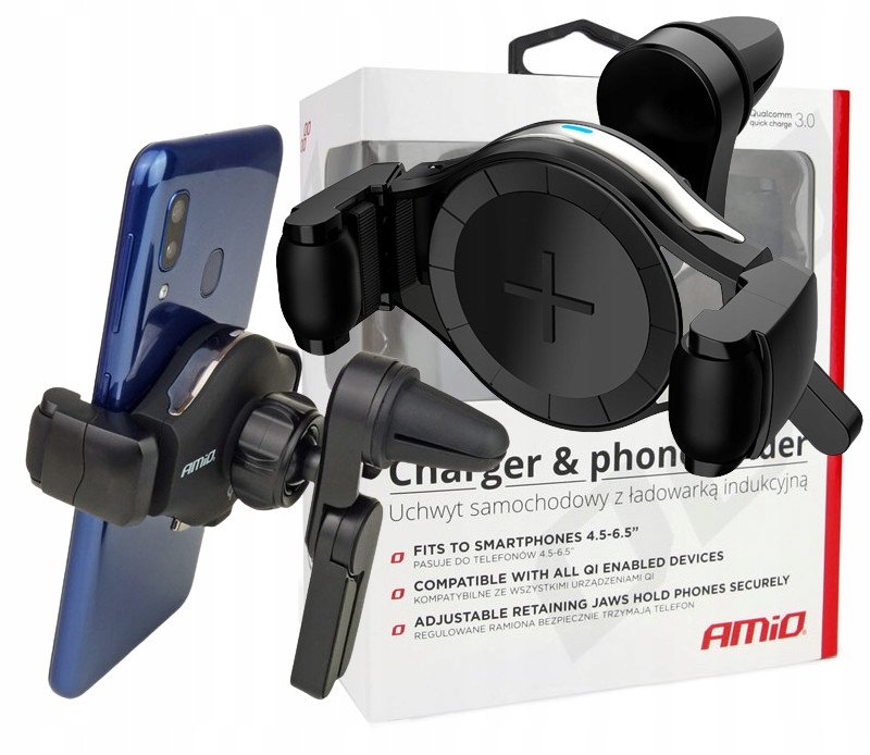AMiO Uchwyt do telefonu w ładowarką indukcyjną combo qc 3.0 AP_214948