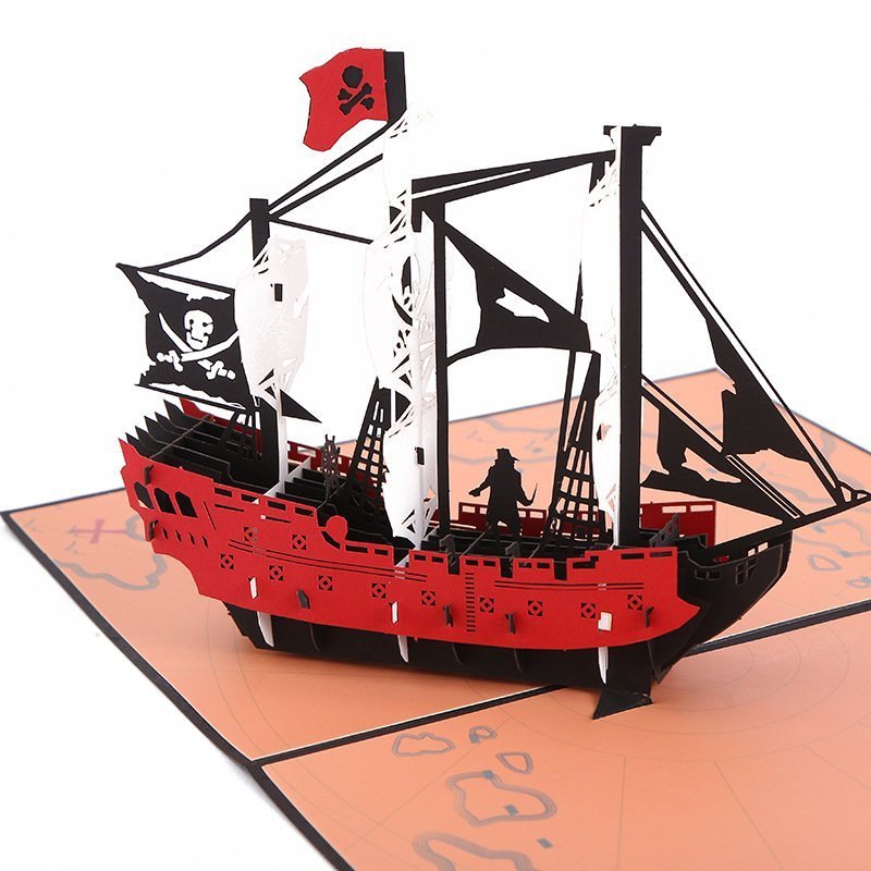 Kartka Pocztowa Okolicznościowa 3D Pop-Up Piracki Statek