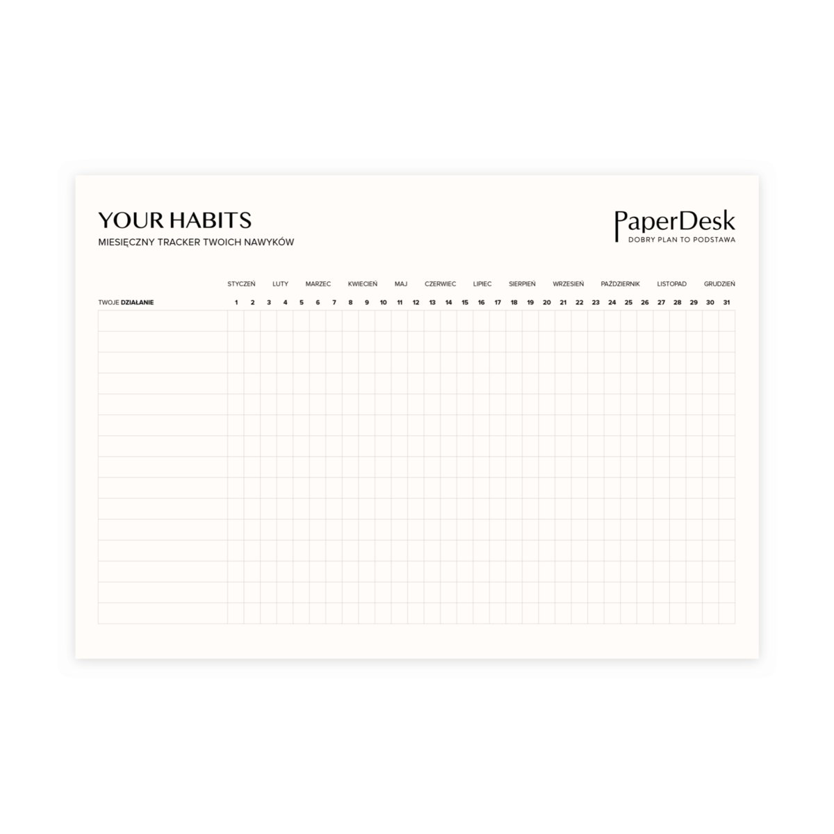 Miesięczny Tracker Nawyków – Planner W Wersji Do Wpisywania