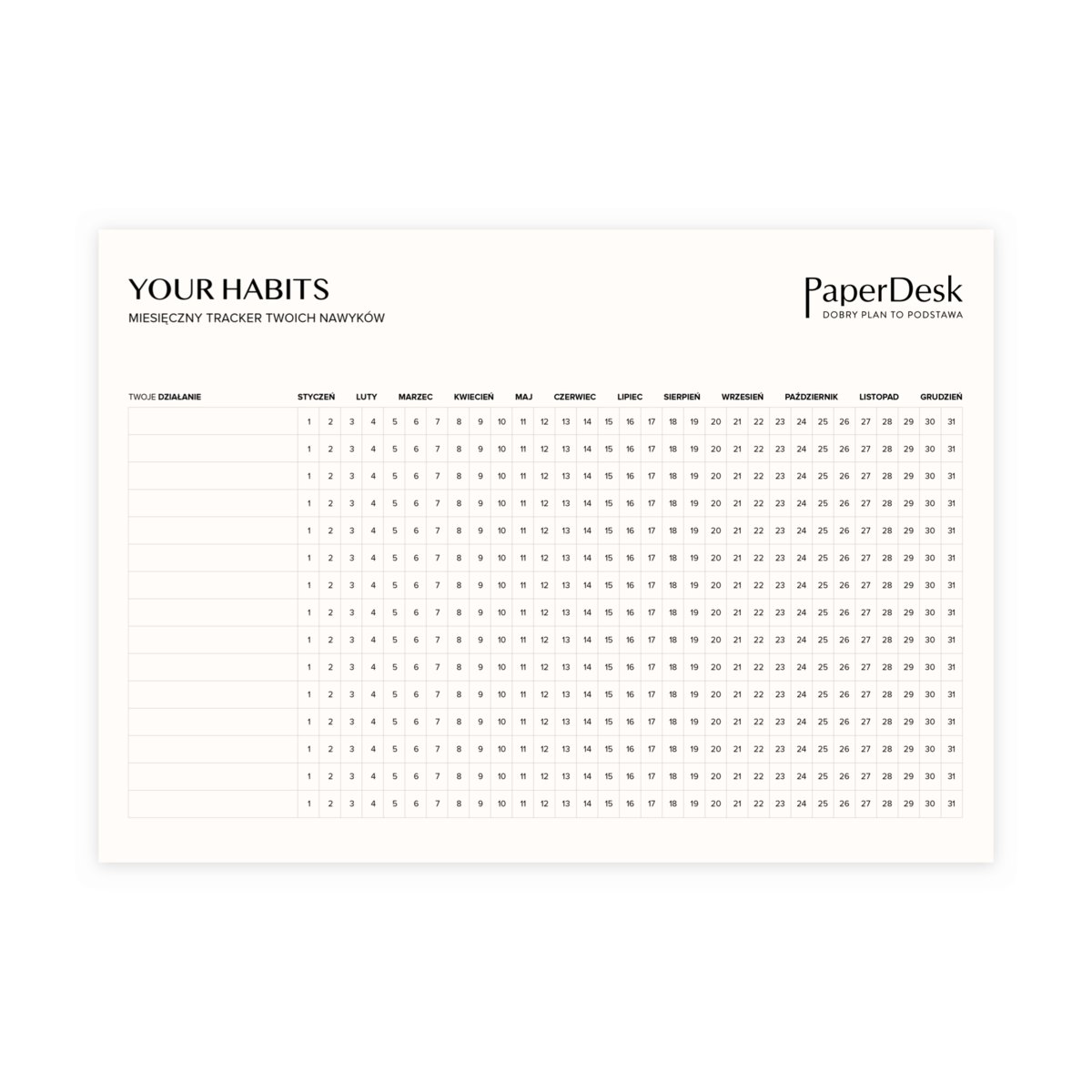 Tracker Nawyków – Planner W Wersji Do Zakreślania