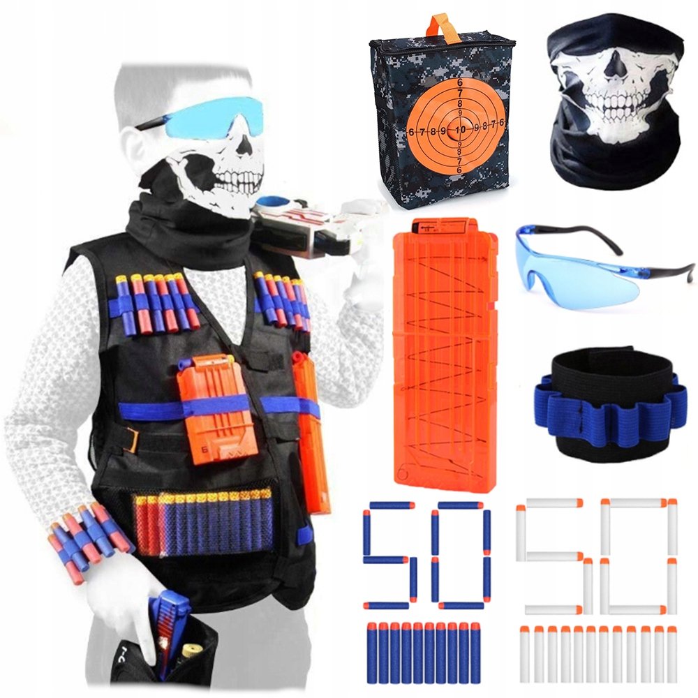 Gotowy Zestaw Vest Set #3A ( Z Długim Magazynkiem) Do Hasbro Nerf + Torba Zamiennik Na Akcesoria Nerf