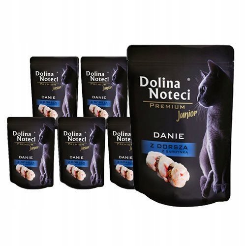 Dolina Noteci JUNIOR dla Kota DANIE Z DORSZA Z SARDYNKĄ Zestaw Saszetek 85g x 10 ZEST-DNP-KOT-85-D-10