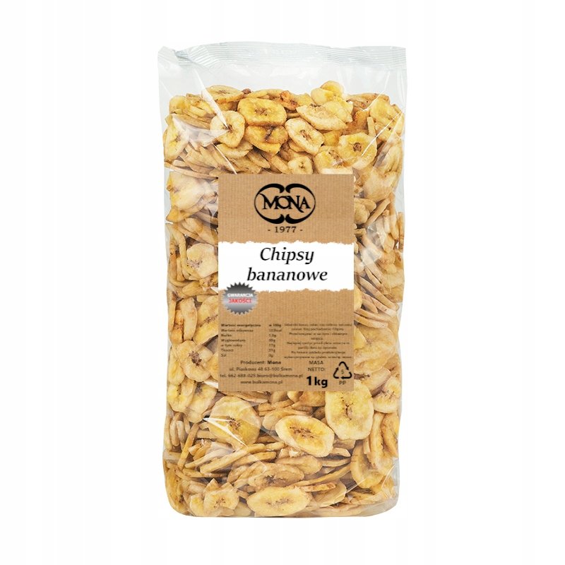 Chipsy Bananowe, Banan Suszony Mona 1Kg