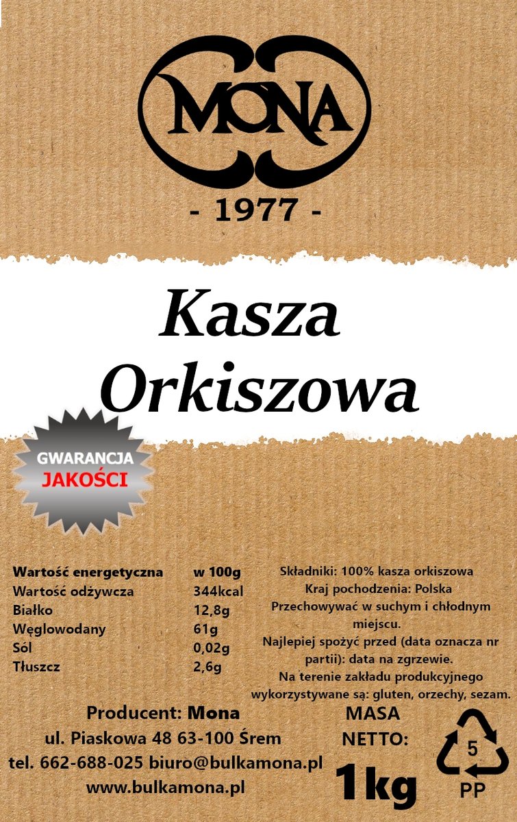 Kasza Orkiszowa 1 Kg Mona