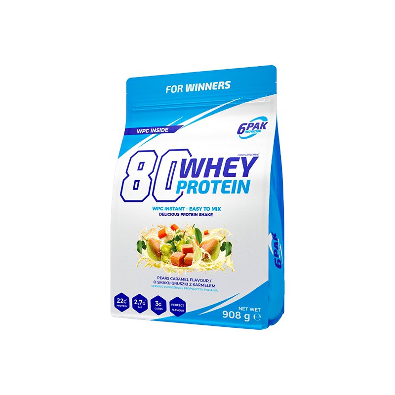 Białko 6PAK 80 Whey Protein 908 g Pear Caramel (5902811811408)