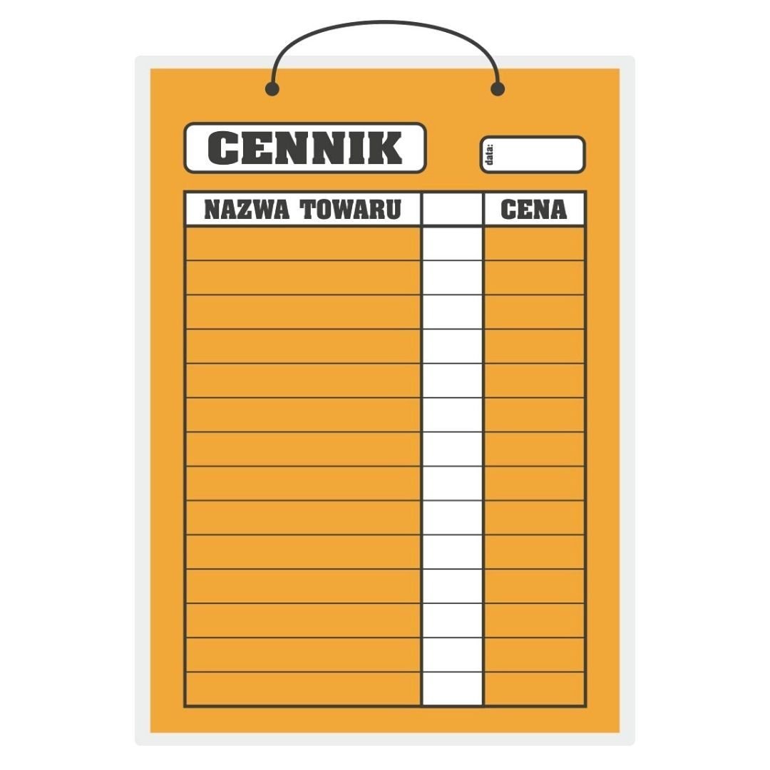 Tablica laminowana A3 - cennik pomarańczowy
