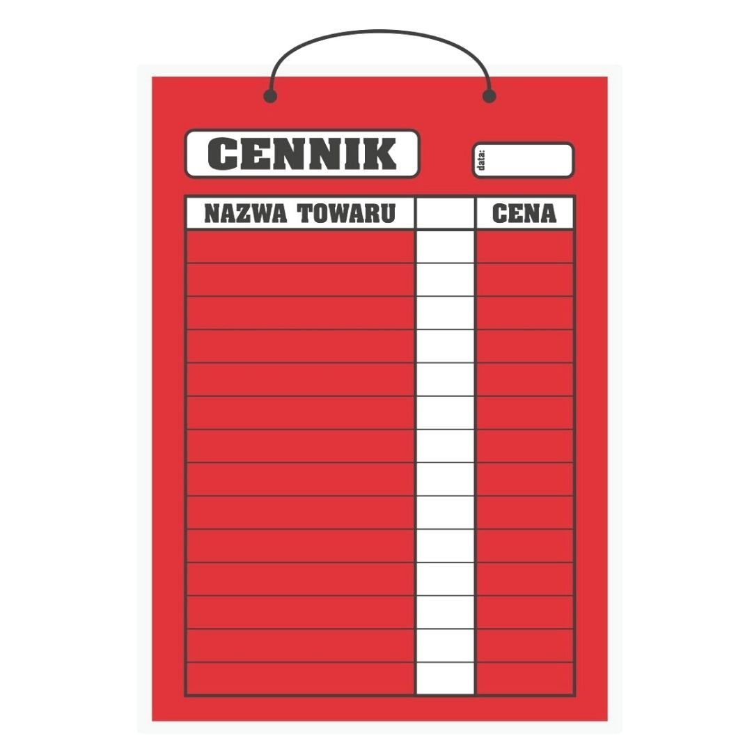 Tablica laminowana A3 - cennik czerwony