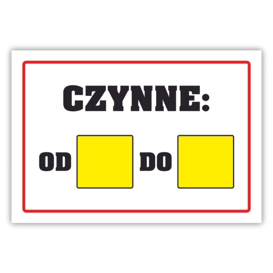 Tablica laminowana A5 - czynne od.. do..