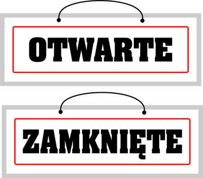 Tablica laminowana A4/2 - otwarte/zamknięte - dwustronna