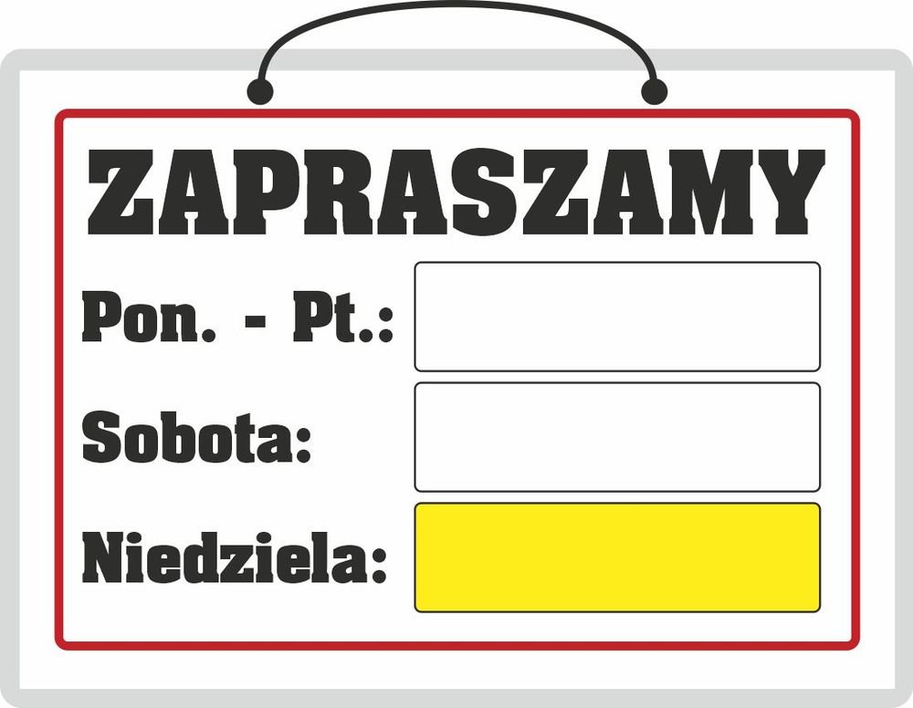 Tablica laminowana A4 - zapraszamy sobota+ niedziele