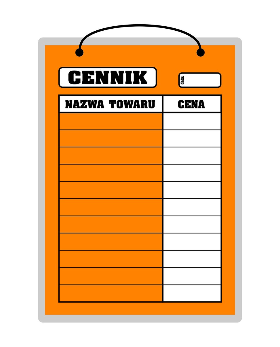 Tablica laminowana A4 - cennik pomarańcz.